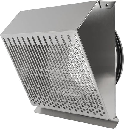 Vent Systems 8" Inch Exhaust Vent Cover with Rubber Gasket - Stainless Steel - Robust Weatherproof Outdoor Air Exhaust Box - Duct or Surface Mounting - Rain and Snow Protection