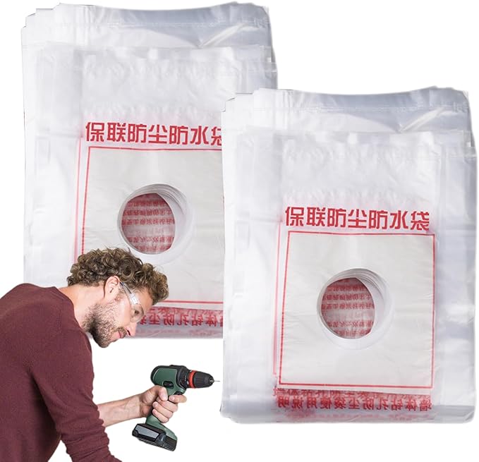 Electric Hammer Dust Bag – Drill Dust Sealr, Hole Saw Catcher | 100PCS Fine Particlle Trap for AC Installation, Wall Cut Dust Barrier Pouch, Compact Vacuum Collector Kit for Plasterboard Drilling Jobs