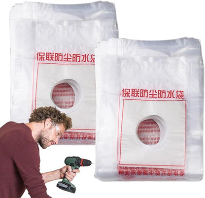 Electric Hammer Dust Bag – Drill Dust Sealr, Hole Saw Catcher | 100PCS Fine Particlle Trap for AC Installation, Wall Cut Dust Barrier Pouch, Compact Vacuum Collector Kit for Plasterboard Drilling Jobs
