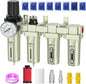 Industrial Grade 4-Stage Air Drying System, 3/4" NPT with Manual Drain, Desiccant Dryer, air Regulator, Particulate Filter and Coalescing Filter for Paint Spray, Plasma Cutter