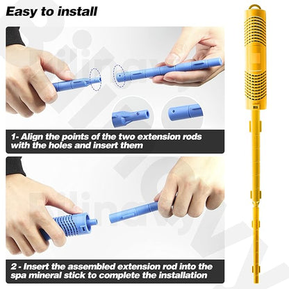 Spa in-Filter Mineral Sticks Parts for Hot Tub Filter Cartridge, Last for 4 Months, Yellow, 2PCS