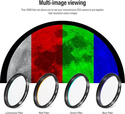 Astromania Deluxe Telescope LRGB 2 Inch Filter Set - Planet Colour Filters for Use with Monochrome CCD Cameras - Give Stunning and Excellent Astrophotographic Results