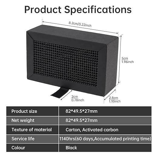 2Pcs 3D Printer Activated Carbon Air Filter Cartridge Fit for Bambu Lab X1C/P1P/P1S/X1/X1E, Air Purifier Filter Replacement Easy to Install 3D Printer Accessories