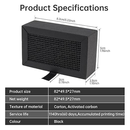 2Pcs 3D Printer Activated Carbon Air Filter Cartridge Fit for Bambu Lab X1C/P1P/P1S/X1/X1E, Air Purifier Filter Replacement Easy to Install 3D Printer Accessories
