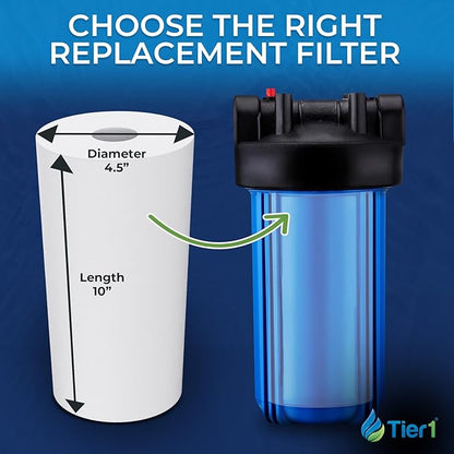 Tier1 1 Micron 10x4.5 Water Filter | Spun Wound Polypropylene Whole House Sediment Water Filter | Replacement for Pentek DGD-2501, 155359-43, SDC-45-1001, P1-10BB | 4.5 x 10 Water Filter Cartridge