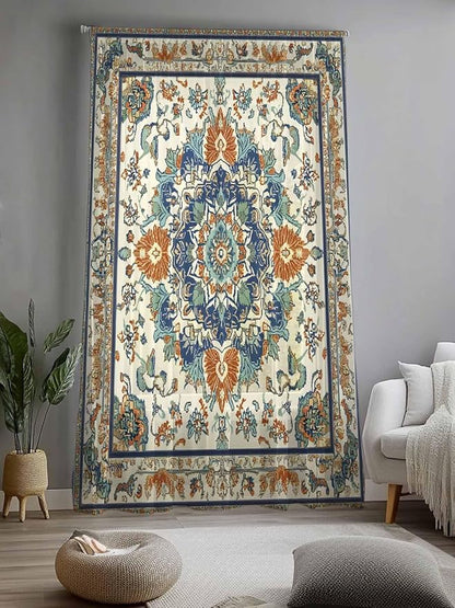 Sheer Curtains 108 Inches Long, Southwest Farmhouse Semi Sheer Curtains Light Filtering Window Treatment, Orange Blue Desert Bohemian Privacy Voile Drapes for Living Room Bedroom 52x108 Inch