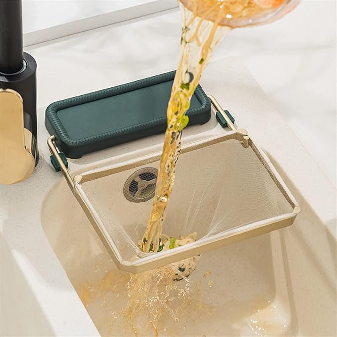50Pcs Kitchen Residue Mesh Bag Sink Strainer Collapsible Food Catcher Square Bracket Corner Hanging Drain Basket Filter Screen Holder for Waste Green 2pcs