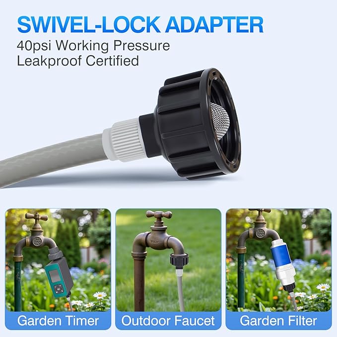 40FT Misters for Outside Patio - 9 Mist Nozzles & 3/4'' Adapter, Water Misters for Cooling Outdoor, Easy to Install, Misting System for Patio, Pool, Garden, Waterpark, Trampoline, Greenhouse