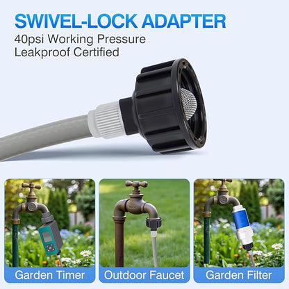 25FT Misters for Outside Patio - 6 Mist Brass Nozzles & 3/4'' Adapter, Water Misters for Cooling Outdoor, Easy to Install, Misting System for Patio, Pool, Garden, Waterpark, Trampoline, Greenhouse