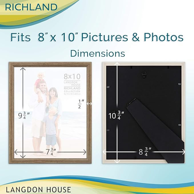 Langdon House 8x10 Picture Frames (Fawn Brown, 6 Pack) Contemporary Style Wood-Like Photo Frames, Richland Collection