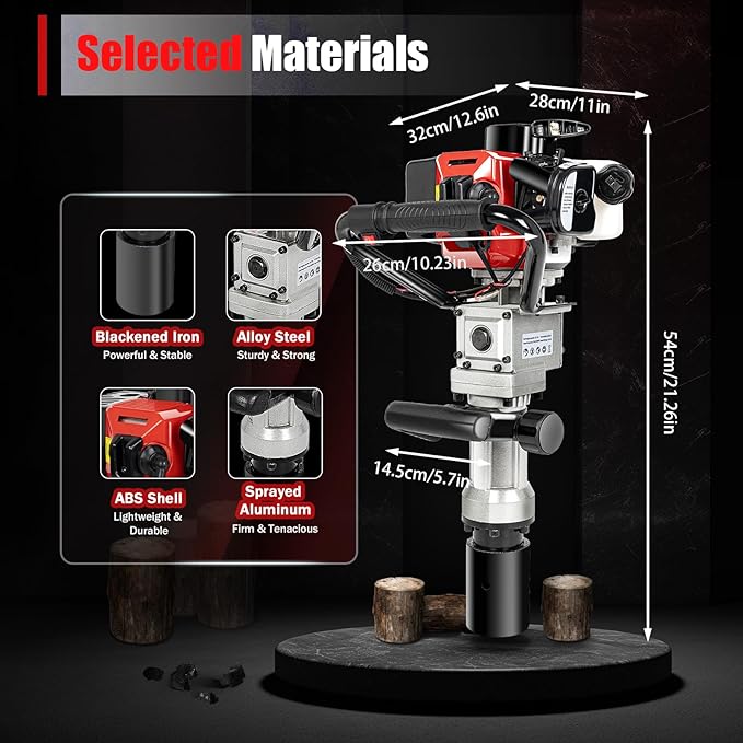 Gas Powered T-Post Driver, 900W 32.7CC T Post Pounder Driver Heavy Duty Gasoline, 2-Stroke Fence Farm Push Pile Gasoline Engine Kit for Fence Post Construction Site