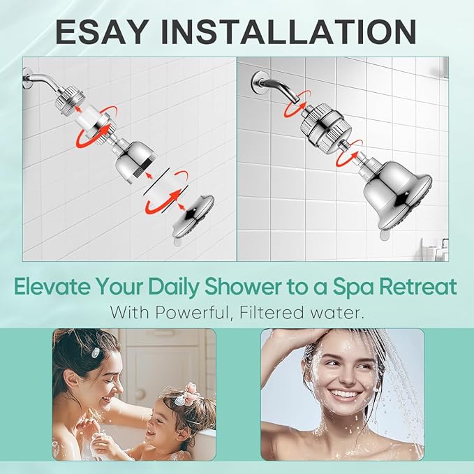 Cobbe Luxury Double Filtered Shower Head, High Output 16+20 Stages – 99% REMOVAL Shower Filters for Hard Water Removes Chlorine and Harmful Substances, 7-Model Setting Spray, Chrome