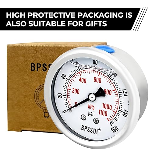 0-160 Psi Glycerin Liquid Filled Low Pressure Gauge, 2.5" Dial Size, 1/4" G Back Mount, 304 Stainless Steel Case, for Water Pipe, HVAC, Water Oil Air Pressure Test