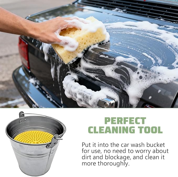 Car Wash Bucket Grit Trap Inserts, Vehicle Detailing Wash Filter for Remove Dust and Dirt, Automotive Cleaning Tool Fits 12 Inch Diameter Bucket, Universal for SUV RV Truck (Yellow)