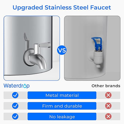 Waterdrop Gravity Water Filter, 2.25G Stainless-Steel System with Silver Ions Enhanced Filtration with 2 Black Carbon Filters, NSF/ANSI 42&372 Standard, Reduces Chlorine for Emergencies