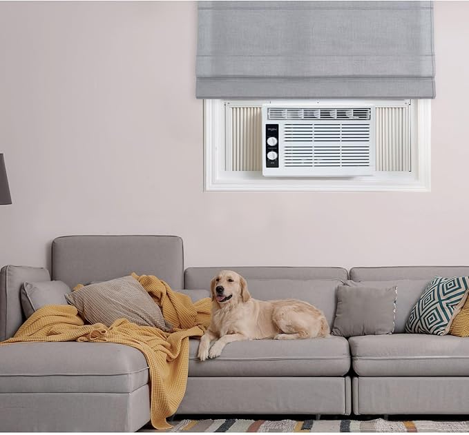 Whirlpool 5,000 BTU 115V Window Air Conditioner & Dehumidifier with Mechanical Controls, Window AC Unit for Apartment, Dorm Room, & Small Rooms up to 150 Square Feet in White