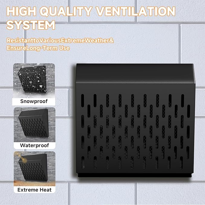 10 Inch Exhaust Vent Cover,Wall Vent Cover with Removable Front Panel Galvanized Steel Wall Cap with Stainless Steel Clamp, Weatherproof Air Vent for Residential, Kitchen, RV, Garages (10 inch)