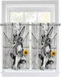 Grey Farmhouse Kitchen Curtains 54 Inches Length, Vintage Sunflowers Animals Printed Window Treatment Curtain Drapes, Thermal Insulated Drapes for Basement Hotel RV, 42"x54", 2 Panels