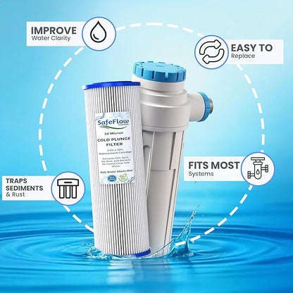 10in Ice Bath Chiller Filters 20 Micron 10" x 2.5" Water Filter Replacement Cartridge – Fits Ice Pod Cold Plunge Water Chiller, Cold Plunge Filters, Water Filter for Cold Plunge