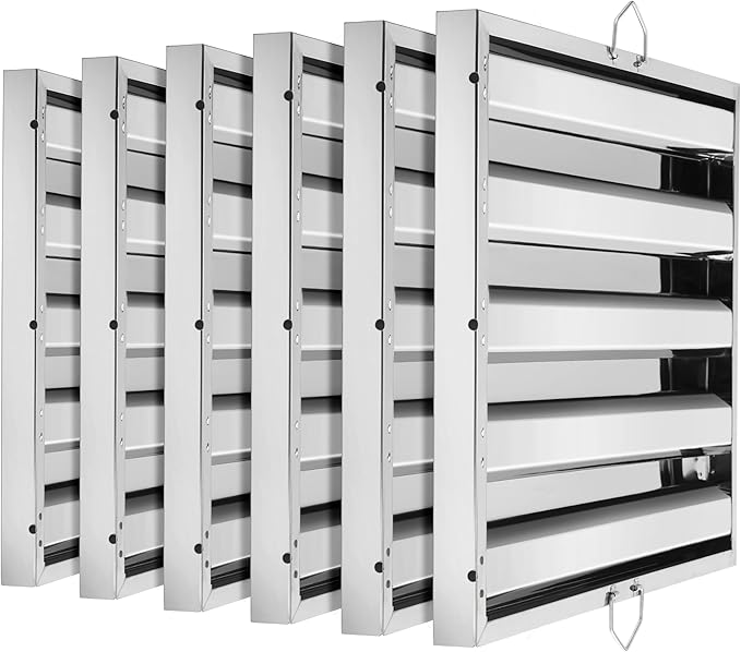 New Star Foodservice 54408 Stainless Steel Hood Filter 20" W x 25" H, Set of 6