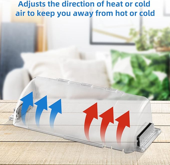 2 Pack Adjustable Air Vent Deflector, 9”-15” Transparent Deflector for Ceiling Registers, Floor, Sidewall (2)