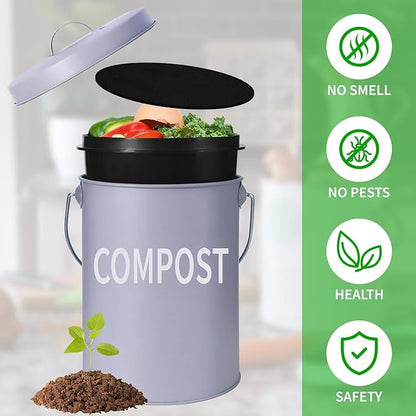 Charcoal Filters for Kitchen Compost Bin, 6 Pcs Compost Filters for Countertop Bin, 6.5 Inch Charcoal Filters for Compost Bucket, Activated Carbon Replacement Filters for Home Bucket Refill, Round