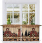 Brown Farmhouse Tier Curtains, Vintage Country Animals Wooden Grain Light Filtering Kitchen Curtains, 2Pcs Rod Pocket Half Window Treatments Panels for Sink Cafe Cabinet Camper 27.5x24 Inches