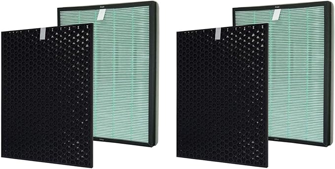 PUREBURG Replacement Filter Set Compatible with RabbitAir BioGS 2.0 Ultra Quiet Model SPA-550A & SPA-625A Air Purifiers,2-Pack H13 True HEPA + Activated Carbon Filter