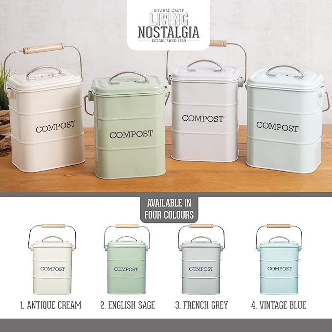 Kitchen Craft Living Nostalgia Vintage Blue Compost Bin LNCOMPBLU