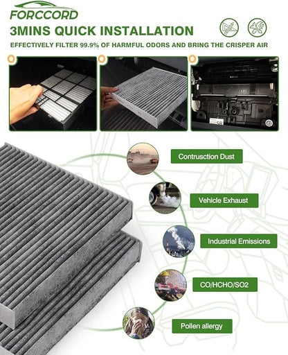 2-Pack HEPA Cabin Air Filter CF10381 Fits for Hyundai Azera/Sonata 2006-2008, Santa Fe 2007-2009, Kia Carnival 2022-2026 Activated Carbon Cabin Filter Replacement 08790-3K000 Car Accessories
