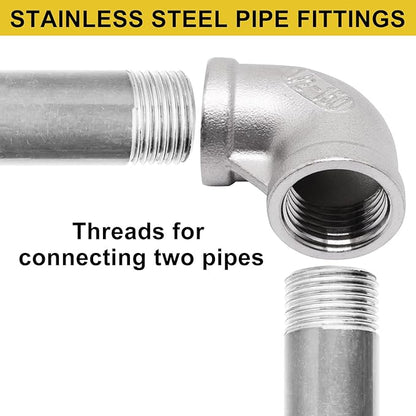 2Pcs 304 Stainless Steel 90 Degree Elbow 1/2" NPT Female x 1/2" NPT Female Threaded Pipe Fitting