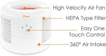 Crane HEPA Air Purifier, Air Purifiers for Home, Quiet Air Purifier HEPA Filter, Home Air Purifiers, Air Purifier For Pets, Office, Baby Nursery
