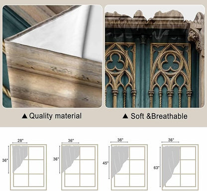 Turquoise Vintage Door Swag Valances for Windows, Countryside Barn Abstract Art Rod Pocket Kitchen Curtains Valance, Kitchen Window Curtains Swag for Cafe Bathroom Living Room, 2 Panels, 36x45 inch