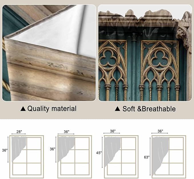 Turquoise Vintage Door Swag Valances for Windows, Countryside Barn Abstract Art Rod Pocket Kitchen Curtains Valance, Kitchen Window Curtains Swag for Cafe Bathroom Living Room, 2 Panels, 36x63 inch