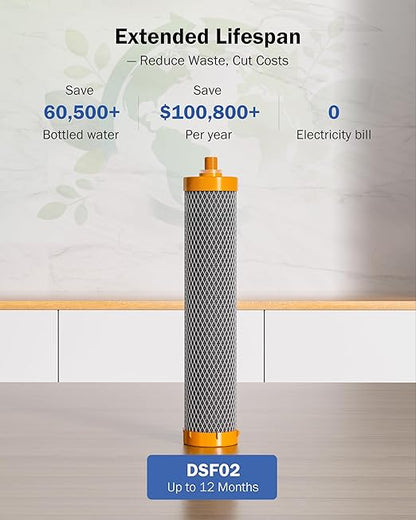 Frizzlife SS99 Countertop Water Filter System, NSF 42&372 Certified 6-Stage Stainless Steel Water Filter for Sink Faucet Reduces 99.99% Lead, Chlorine, Heavy Metals, 8000 Gallons (1 Filter)