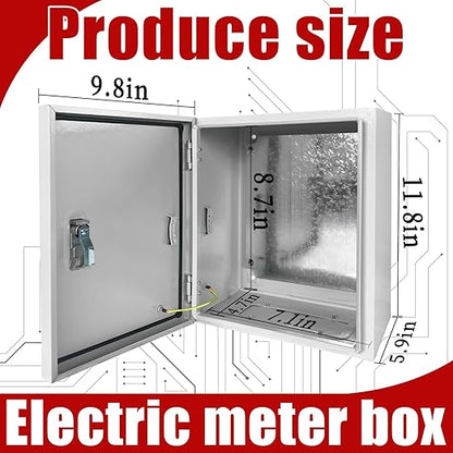 Electrical Box 12 x 10 x 6 Inch Indoor Outdoor Electrical Enclosure Box Steel Junction Box Wall Mounted Universal Electrical Project Box with Safety Locks and Mounting Plates
