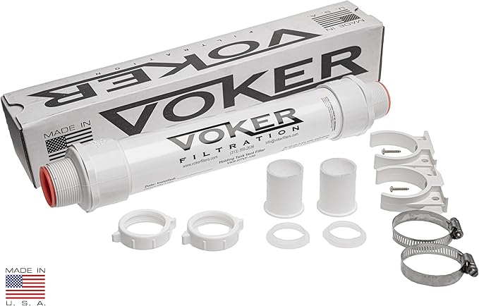 Voker Holding Tank Vent Filter New Installation Kit (1-1/2") - Made in The USA