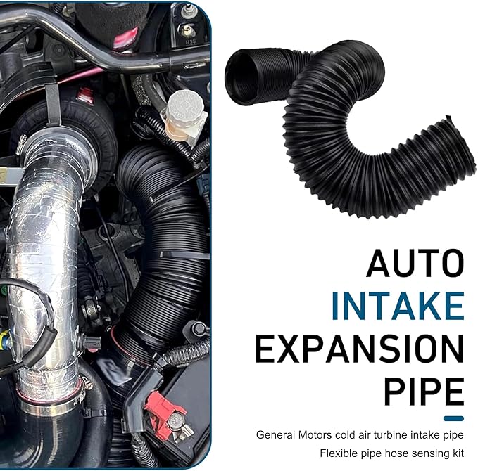 Car Air Intake Pipe, 2.9" Leak-proof Bendable Feed Expansion Hose for Extending to 39 ", Waterproof Cold Air Turbo Intake Inlet, Universal Guide Hose Modification for Most Cars (Black)