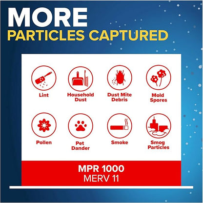 Filtrete 25x25x1 AC Furnace Air Filter, MERV 11, MPR 1000, Micro Allergen Defense, 3-Month Pleated 1-Inch Electrostatic Air Cleaning Filter, 4 Pack (Actual Size 4-Pack 24.688x24.688x0.813 in)