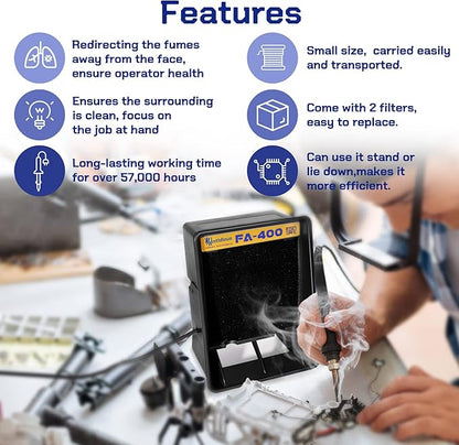 Antidious Fume Extractor Anti-ESD Solder Smoke Absorber Portable Filter for Soldering DIY Fan Extraction Equipment with Spare Activated Carbon for Brazing Welding Soldering, Fume Prevention Remover