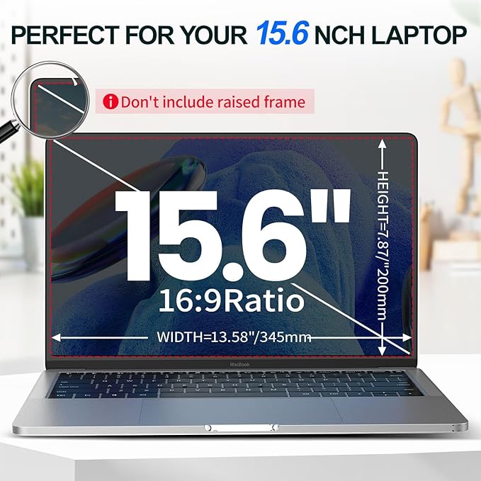 2Pack Magnetic 15.6 Inch Laptop Privacy Screen 16:9 Aspect Ratio, Removable Anti-Blue/Glare Protector Film, Anti Spy Desktop Security Private Filter 15.6in