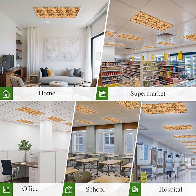Tropical Plant Cactus Fluorescent Light Covers 2 Pack Western Cowboy Horse Sunset Desert Ethnic Magnetic Fluorescent Ceiling Lights Filters for Office Classroom Home Drop Ceiling 4x2 Feet