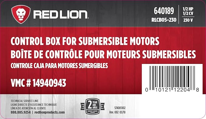 Red Lion RLCB05-230 1/2-HP 230-Volt VMC Control Box for Submersible Well Pump, Grey, 640189