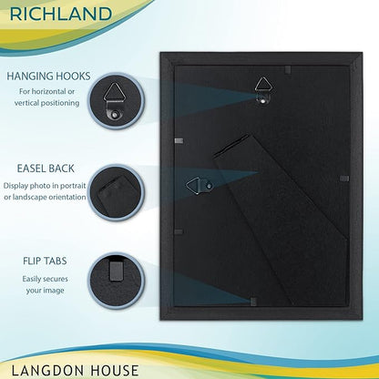 Langdon House 5x7 Picture Frames Set (Black, 6 Pack) Distinguished Edging for Classic Style, Richland Collection