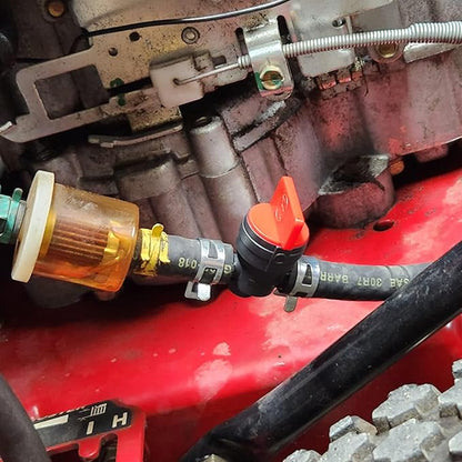 1/4" Inline Fuel Cut Off Valve Straight Gas Valve and Fuel Filter for BS 691035 40 Micron with Clamps