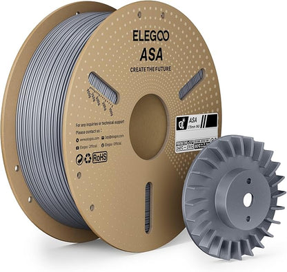 ELEGOO ASA Filament 1.75mm Gray 1KG, UV & Weather Resistant 3D Printer Filament for Outdoor Functional Parts, High Impact Strength Engineering Grad 1kg Spool (2.2lbs) Fit for FDM Printers
