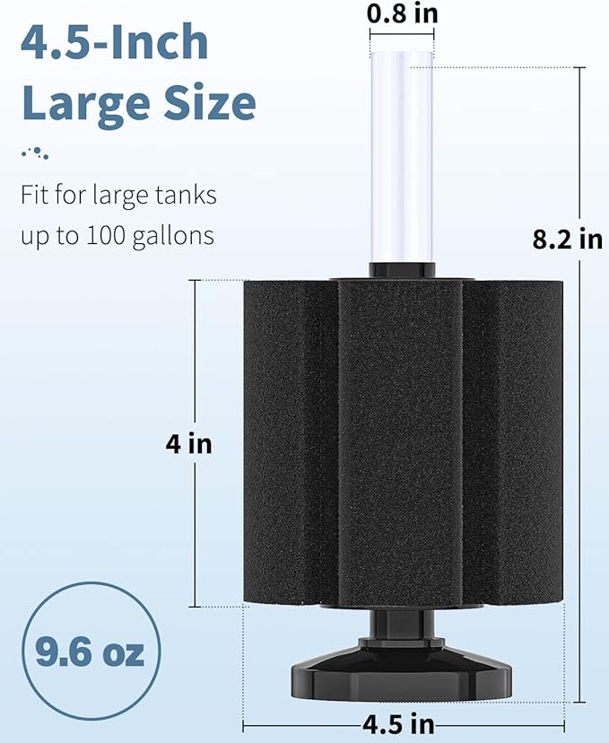 Pawfly Aquarium Bio Sponge Filter Quiet Betta Fry Shrimp and Small Fish Foam Filter for Fish Tanks up to 100 Gallons