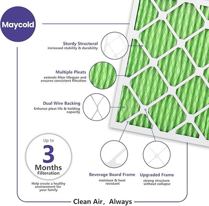 Maycold 14x20x1 MERV 13 Furnace Air Filter (6-Pack), High-Performance HVAC AC Filters for Home Use, Actual Size: 13.70” x 19.70” x 0.75”, Individually Wrapped in Plastic