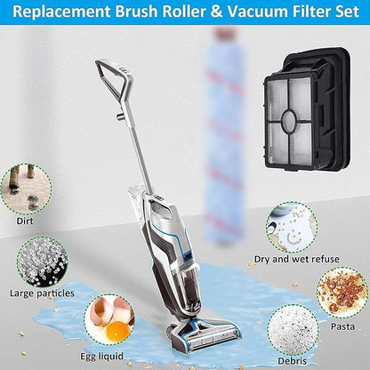 for Bissell CrossWave Vacuum Cleaner Replacement Parts 2 Pack 1868 Bissell CrossWave Multi-Surface Brush Rolls Tangle-Free+ 2 Pack 1866 Replacement Vacuum Filters Part 1608683 1608684 1613568