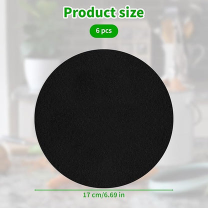 Charcoal Filters for Kitchen Compost Bin, 6 Pcs Compost Filters for Countertop Bin, 6.5 Inch Charcoal Filters for Compost Bucket, Activated Carbon Replacement Filters for Home Bucket Refill, Round